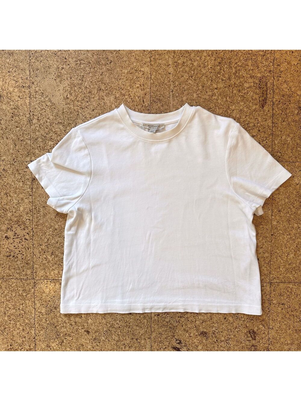 ALLSAINTS White Boxy Cropped T-Shirt Women's Size 4 Organic Cotton Minimalist